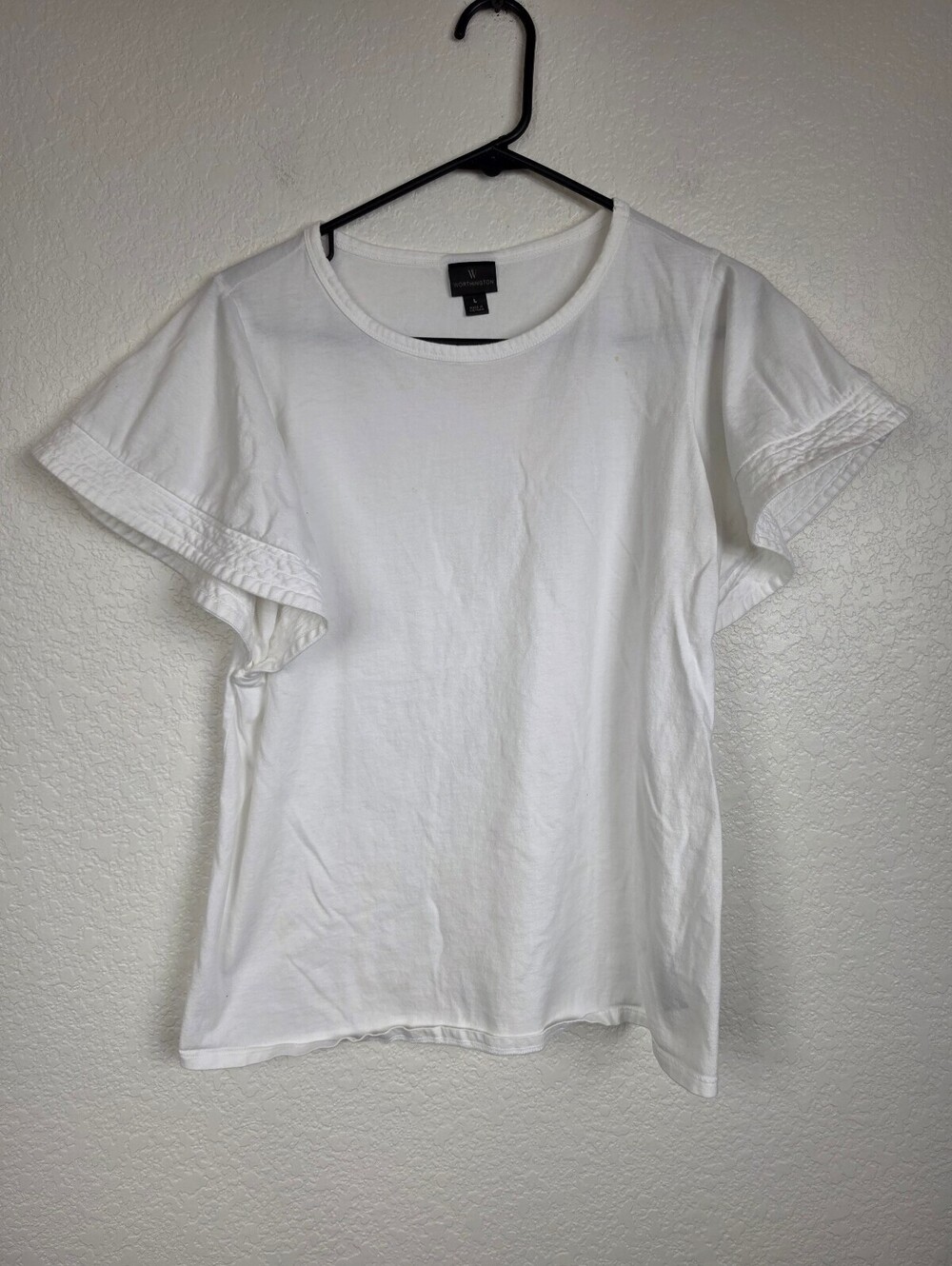 Worthington White Cotton Short Sleeve T-Shirt Large